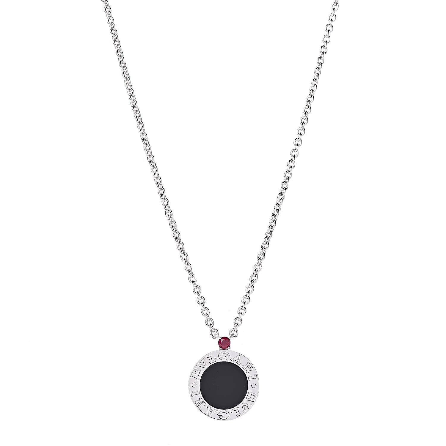 Bulgari Sterling Silver Black Onyx Ruby Save The Children Anniversary Pendant Necklace 1 of 5