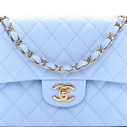 Chanel Caviar Quilted Small Double Flap Light Blue 8 of 10