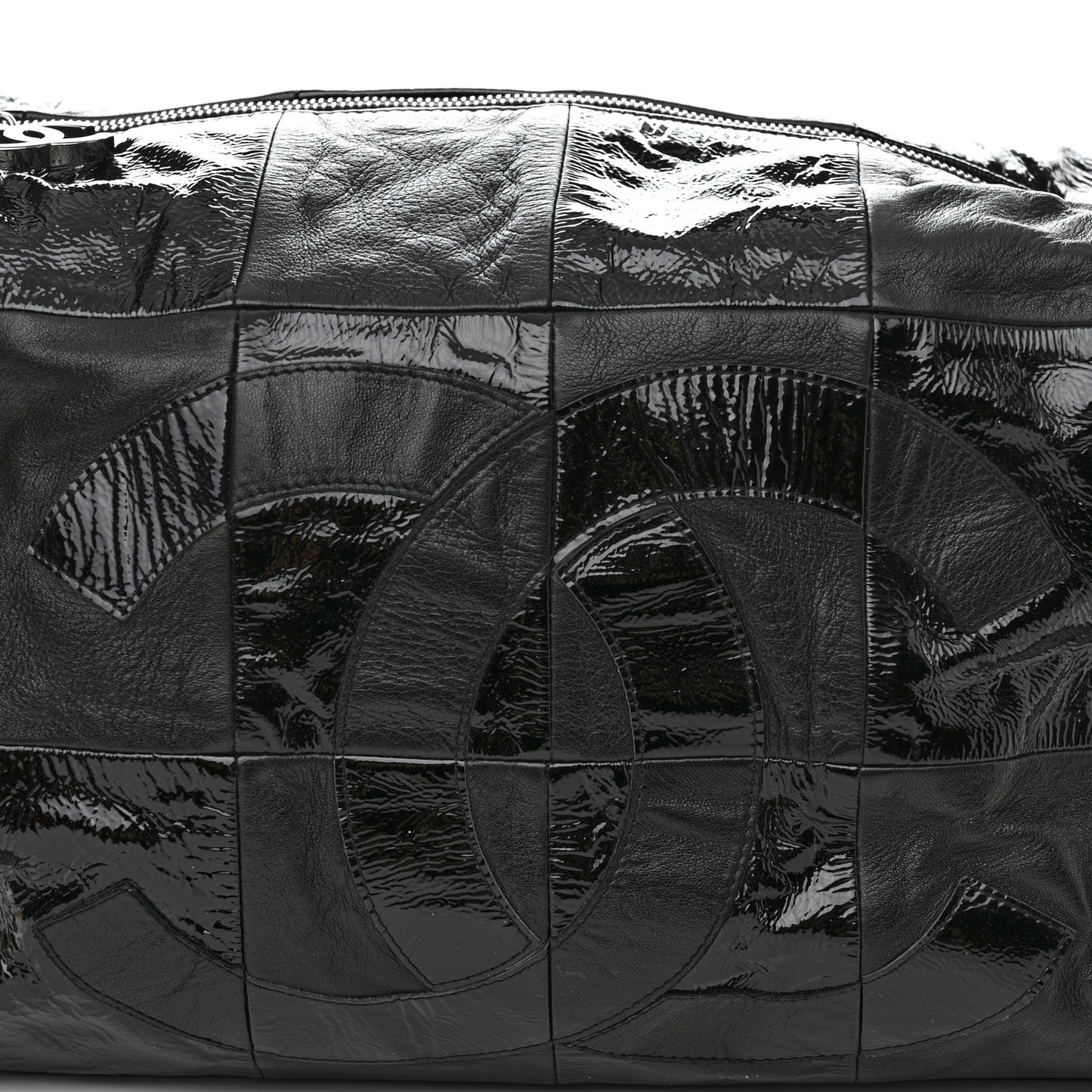 Lambskin Patent Calfskin Brooklyn Patchwork Hobo Black