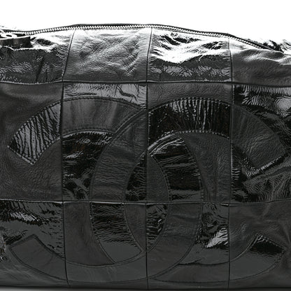 Chanel Lambskin Patent Calfskin Brooklyn Patchwork Hobo Black 7 of 10
