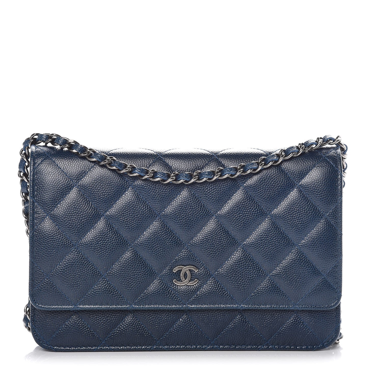 Caviar Quilted Wallet On Chain WOC Blue
