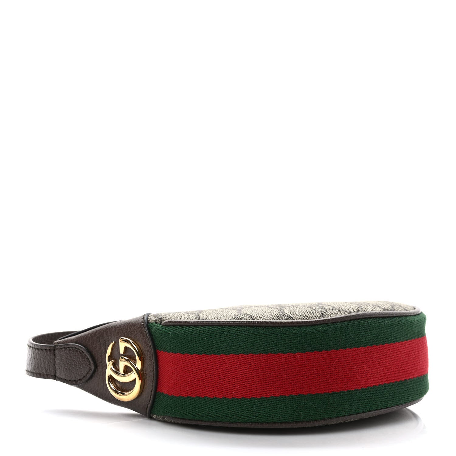 Gucci GG Supreme Monogram Textured Calfskin Web Mini Ophidia Half Moon Hobo Beige Ebony New Acero 5 of 10
