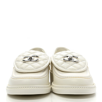 Chanel Lambskin Quilted CC Turnlock Loafers 39 White 2 of 10