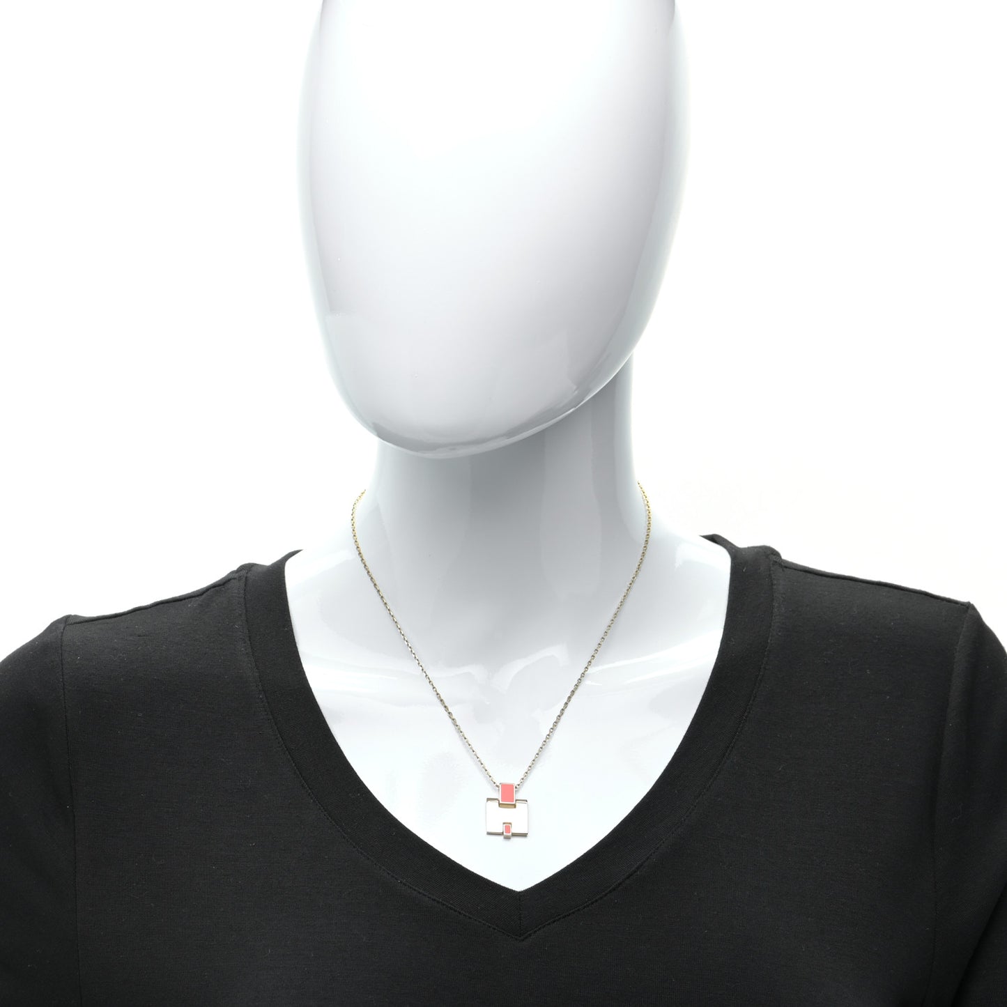 Gold Plated Lacquered Eileen Pendant Necklace Orange Fonce