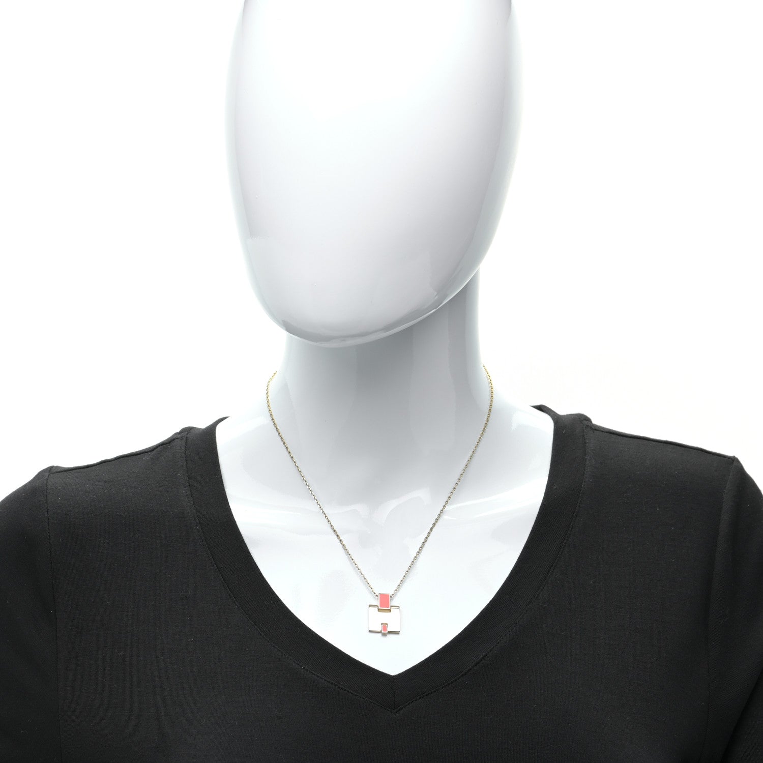 Hermes Gold Plated Lacquered Eileen Pendant Necklace Orange Fonce 4 of 12