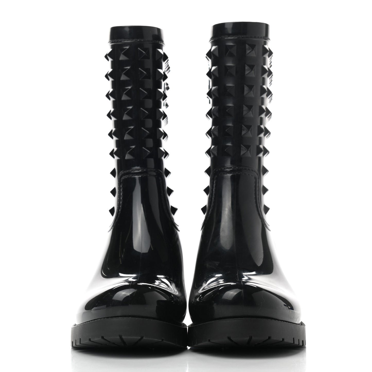 Rubber Rockstud Rain Boots 37 Black