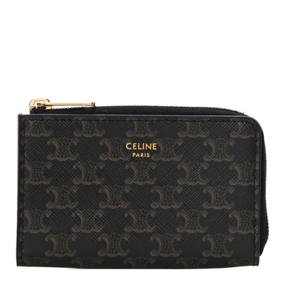 Celine Triomphe Canvas Zipped Coin Purse Black 1 of 10