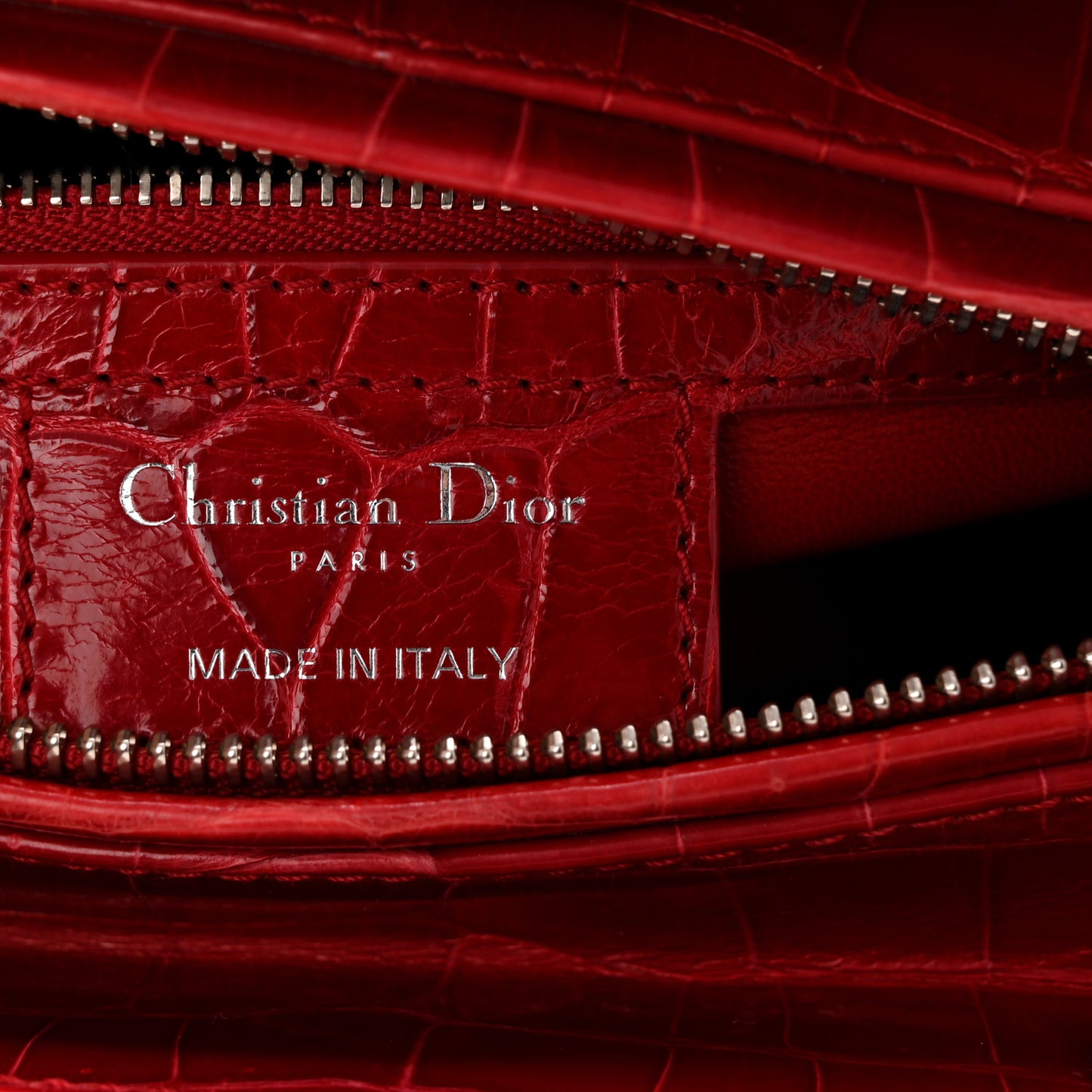 Alligator Medium Lady Dior Red