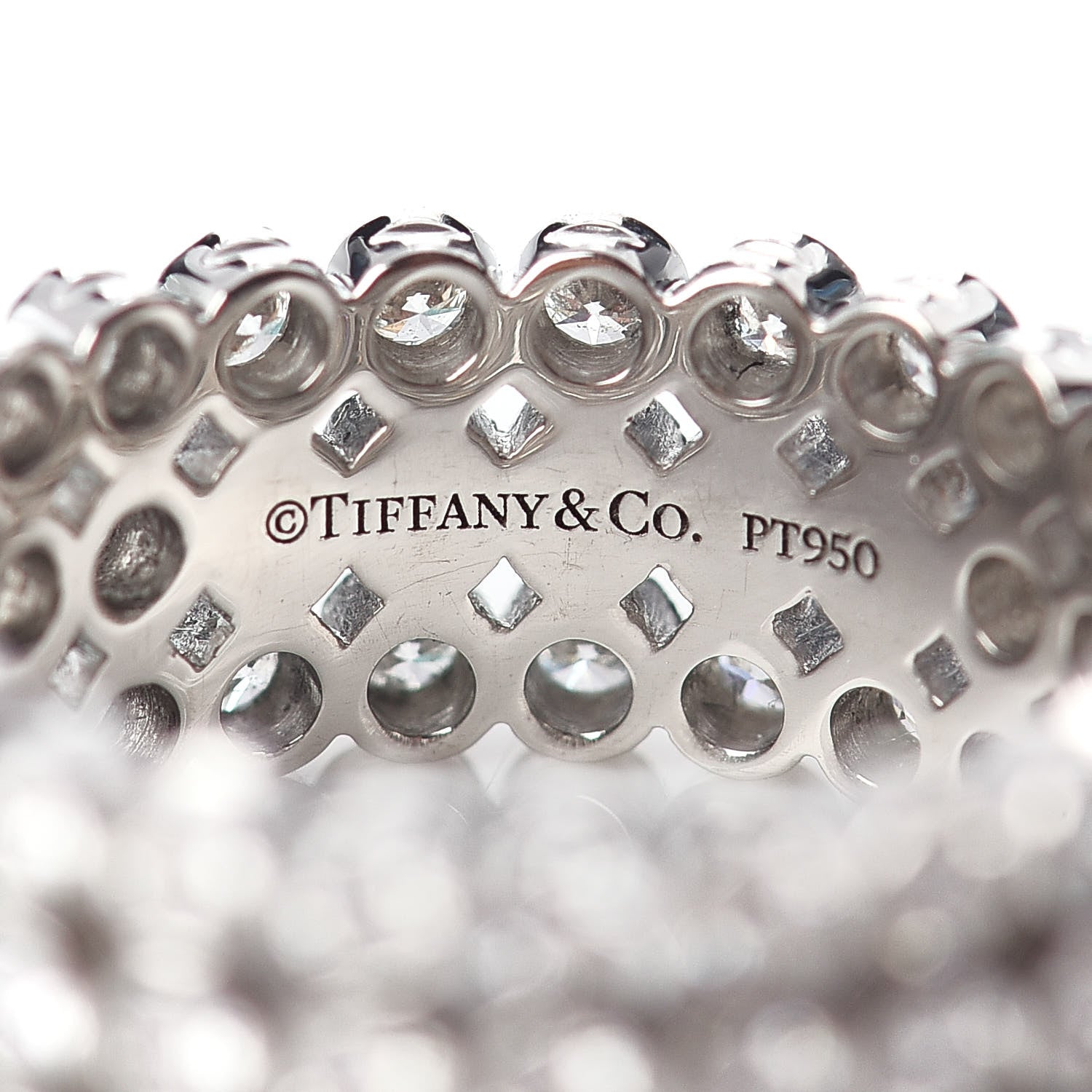 Tiffany Platinum Diamond Jazz Three-Row Band Ring 49 4.75 4 of 4