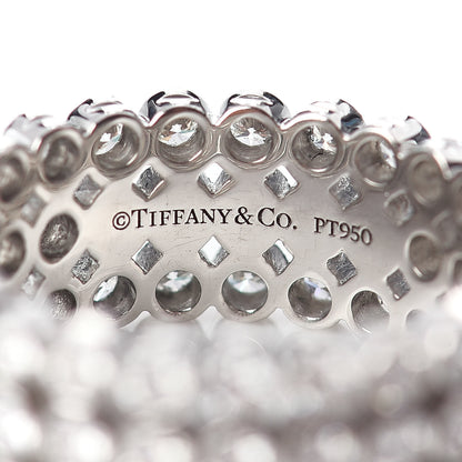 Tiffany Platinum Diamond Jazz Three-Row Band Ring 49 4.75 4 of 4