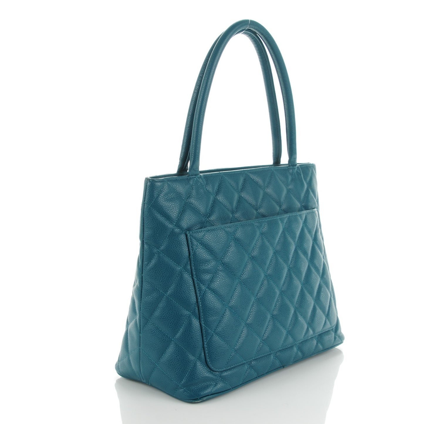 Caviar Quilted Medallion Tote Turquoise