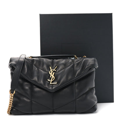 Saint Laurent Lambskin Quilted Toy Loulou Puffer Monogram Chain Satchel Black 11 of 11