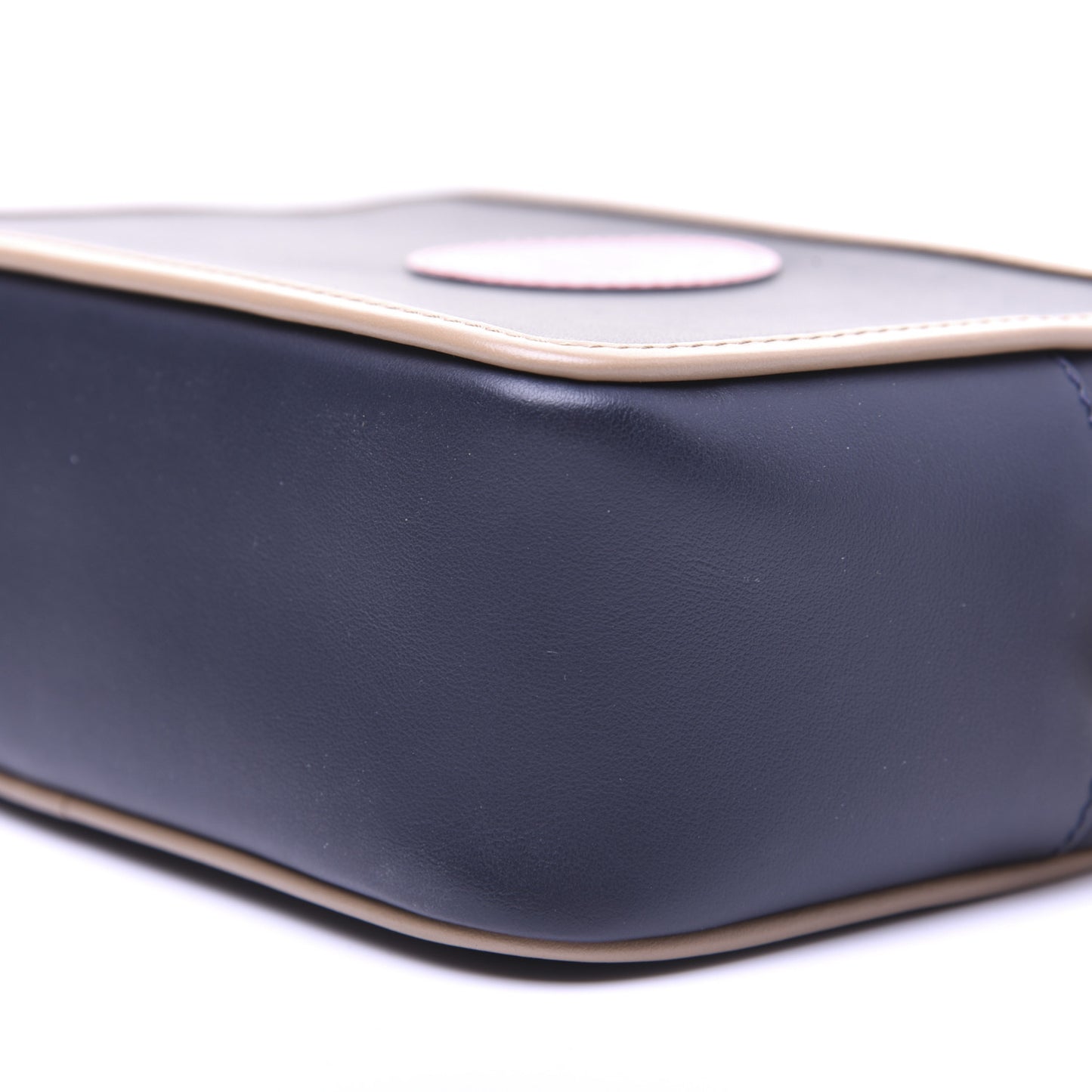 Vitello Century Matte Stamp Patch Bi-Color Mini Camera Case Blue Notte Amido Pink