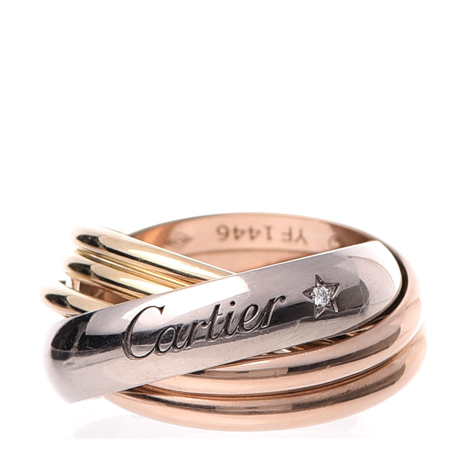 Cartier 18K Pink Yellow White Gold Diamond Trinity 6 Band Ring 55 7 1 of 5