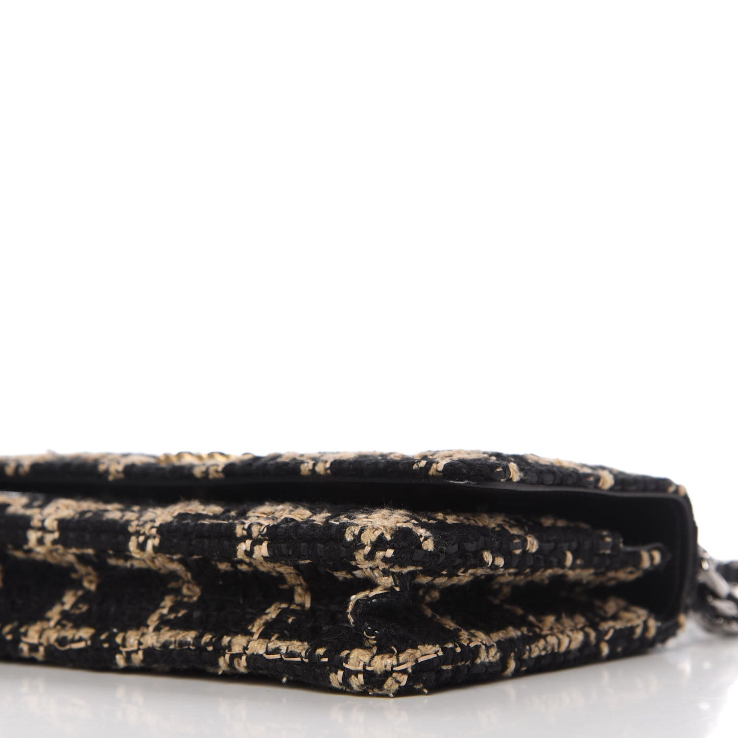 Tweed Quilted Chanel 19 Wallet On Chain WOC Black Beige