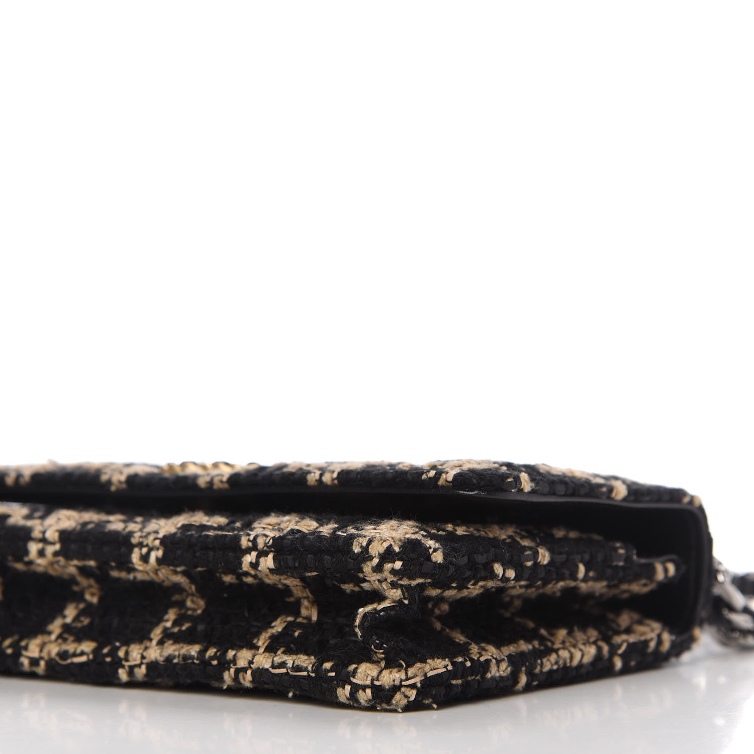 Chanel Tweed Quilted Chanel 19 Wallet On Chain WOC Black Beige 7 of 12