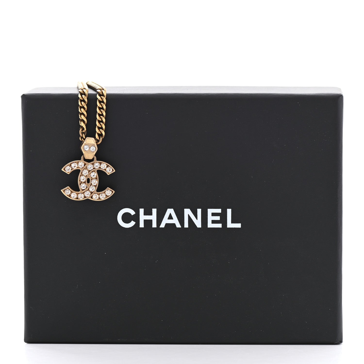 Chanel Crystal CC Pendant Necklace Gold 7 of 7