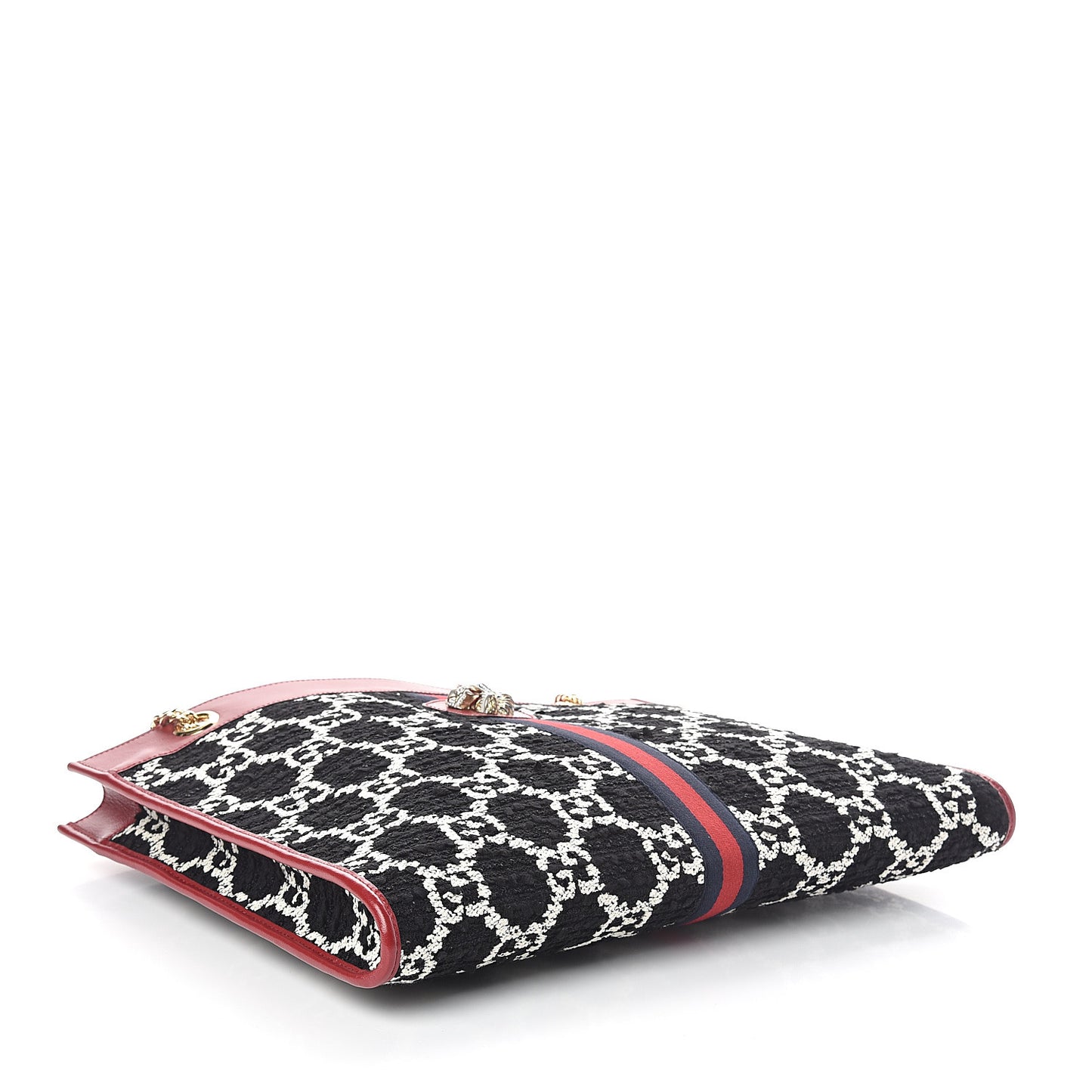 Tweed GG Monogram Large Rajah Chain Tote Romantic Cherry Black White