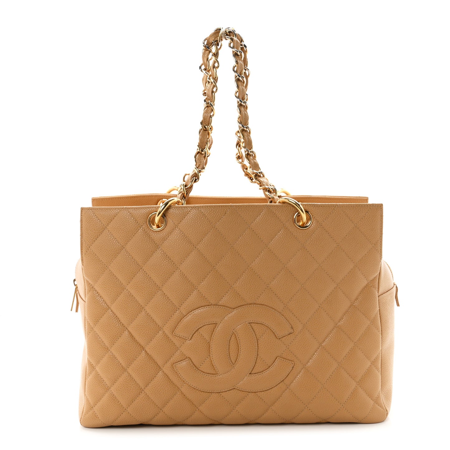 Caviar Quilted Grand Timeless Tote GTT Beige