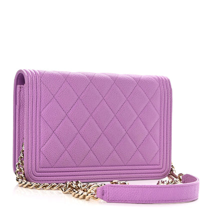 Chanel Caviar Quilted Boy Wallet On Chain WOC Purple 3 of 14