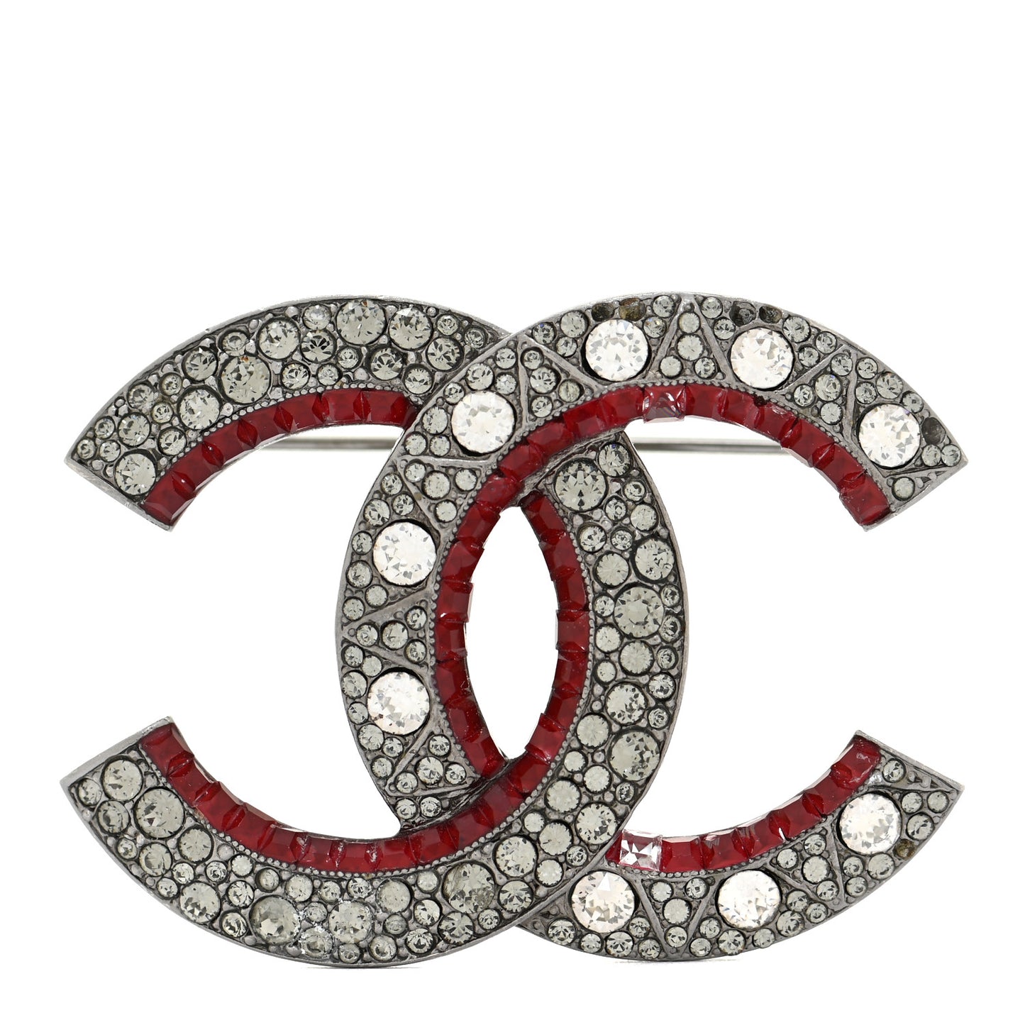 Ruthenium Crystal CC Brooch Red