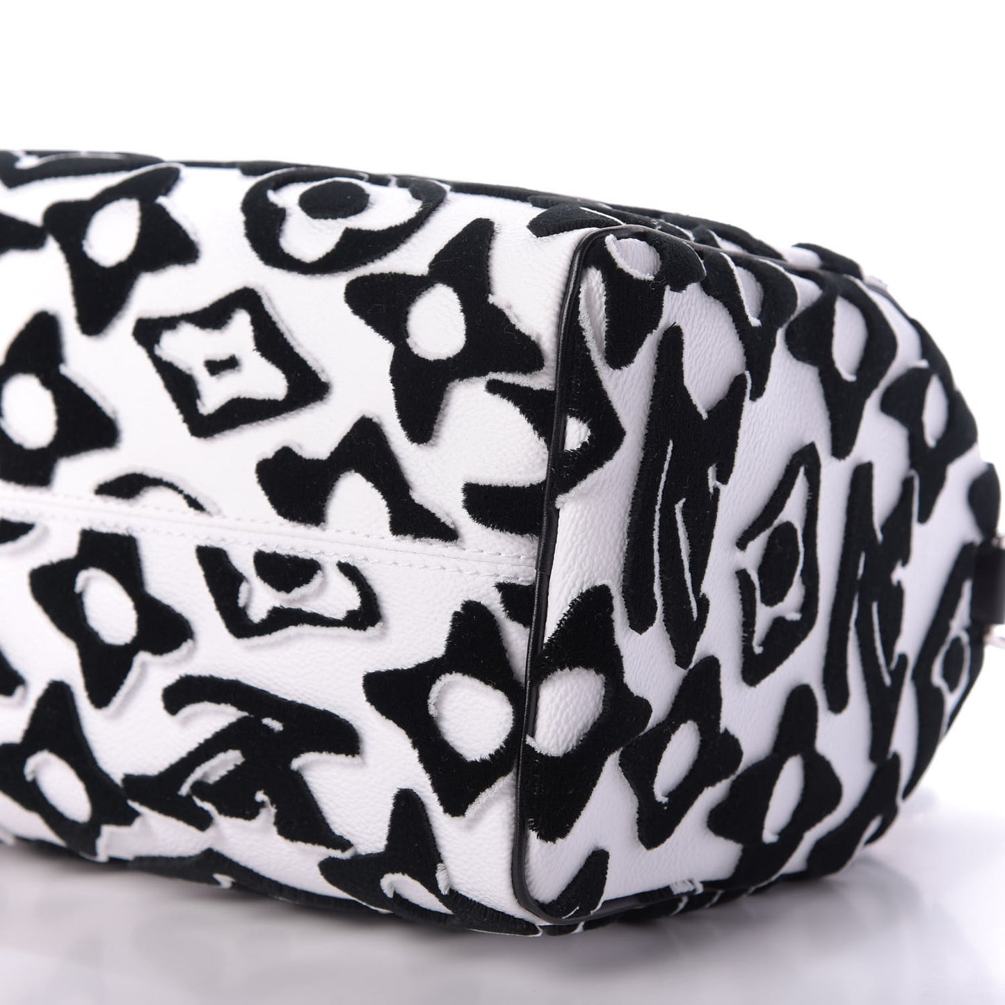 X UF Tufted Monogram Speedy Bandouliere 25 White Black