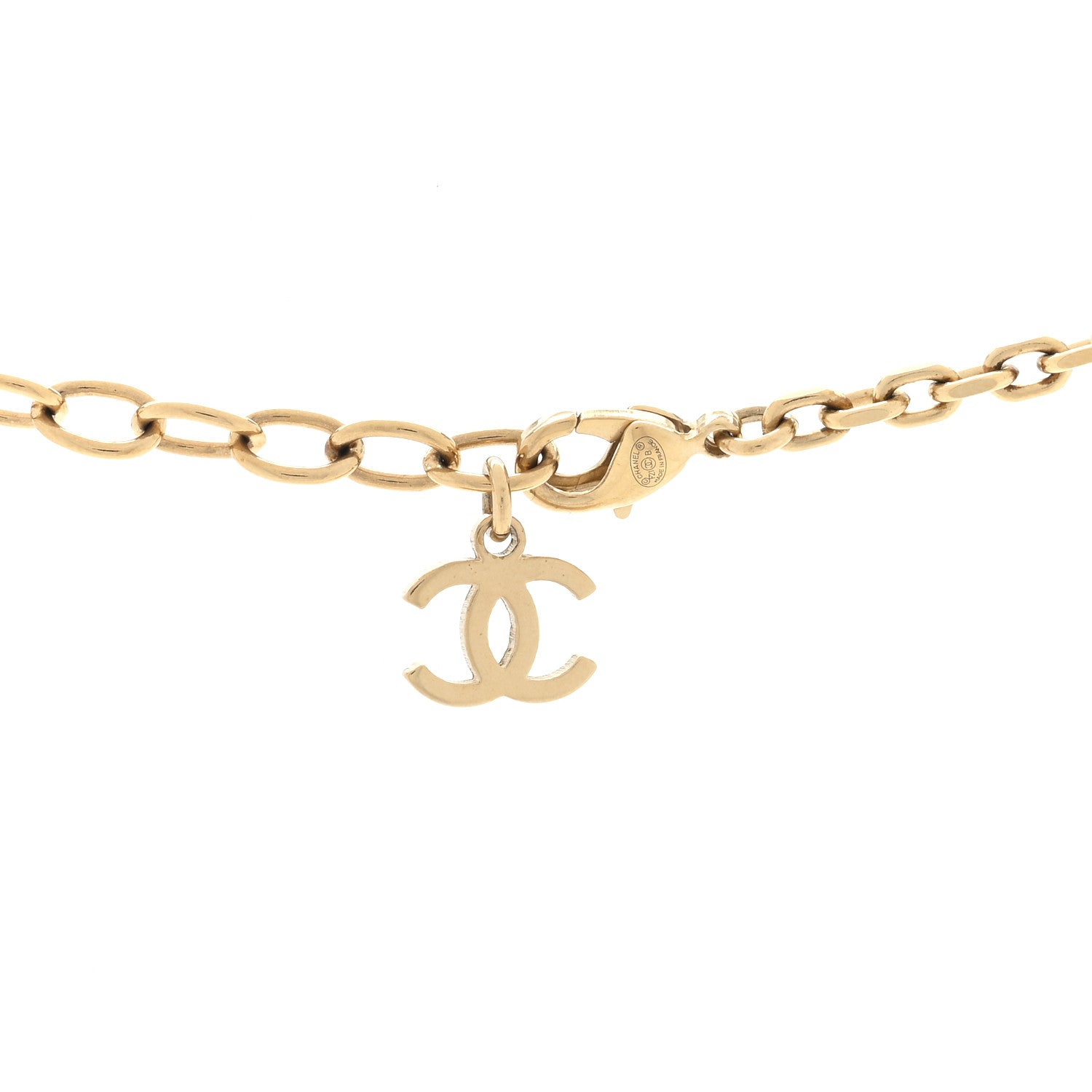 Chanel Metal Crystal CC Link Pendant Necklace Gold 4 of 4
