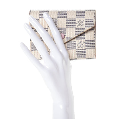 Louis Vuitton Damier Azur Victorine Wallet Rose Ballerine 2 of 8