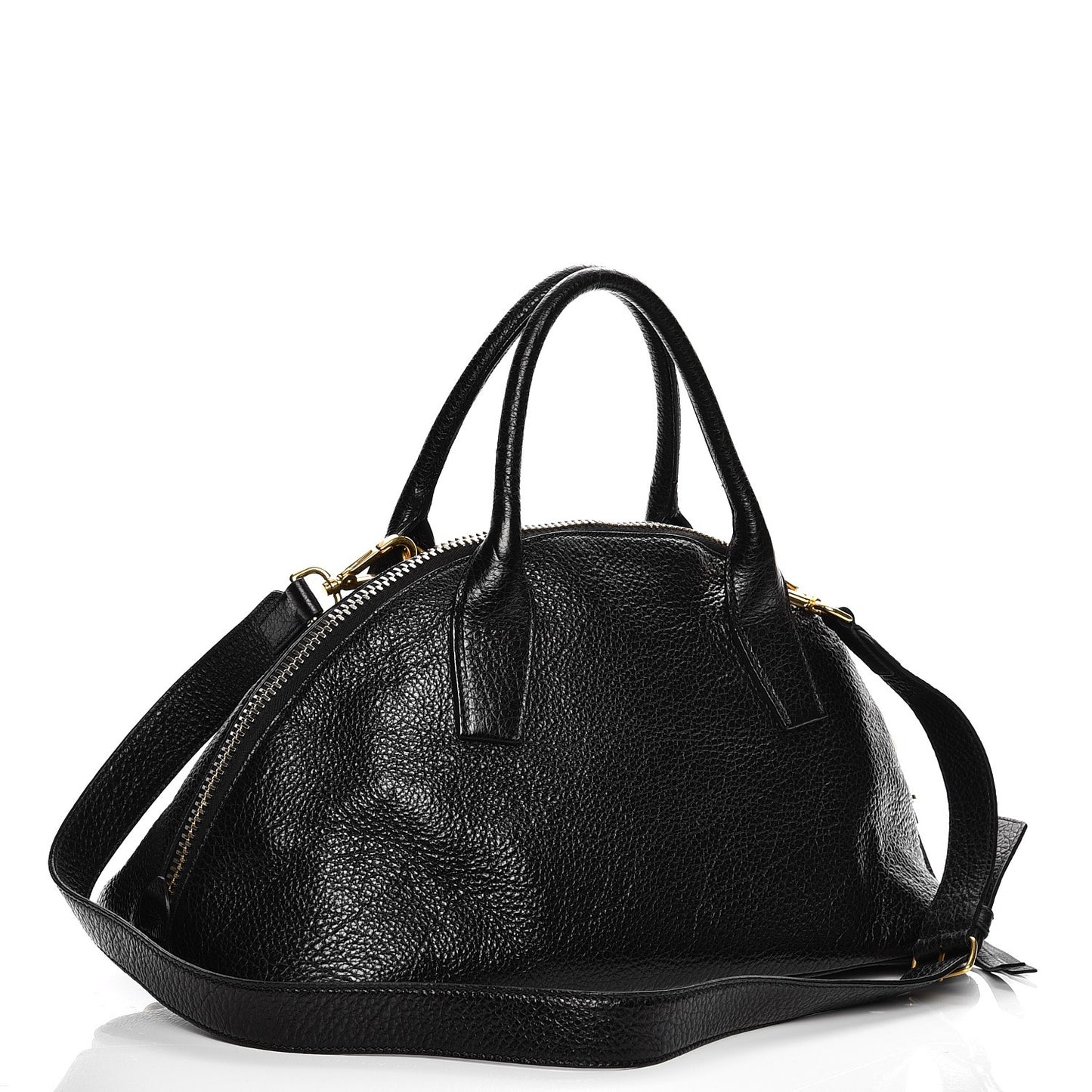 Goatskin Madras Bauletto Top Handle Tote Nero Black