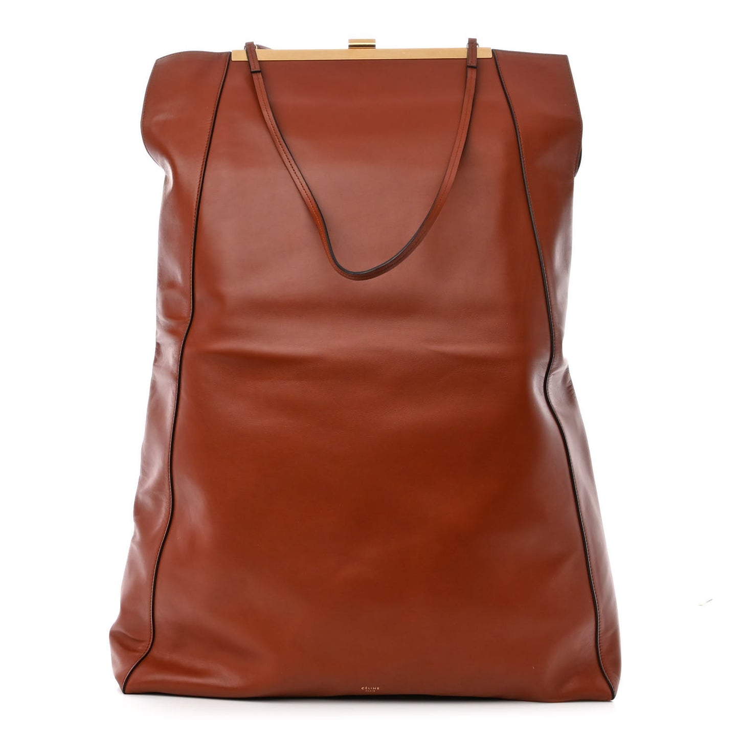 Calfskin Vertical Clasp Cabas Marron Terracotta