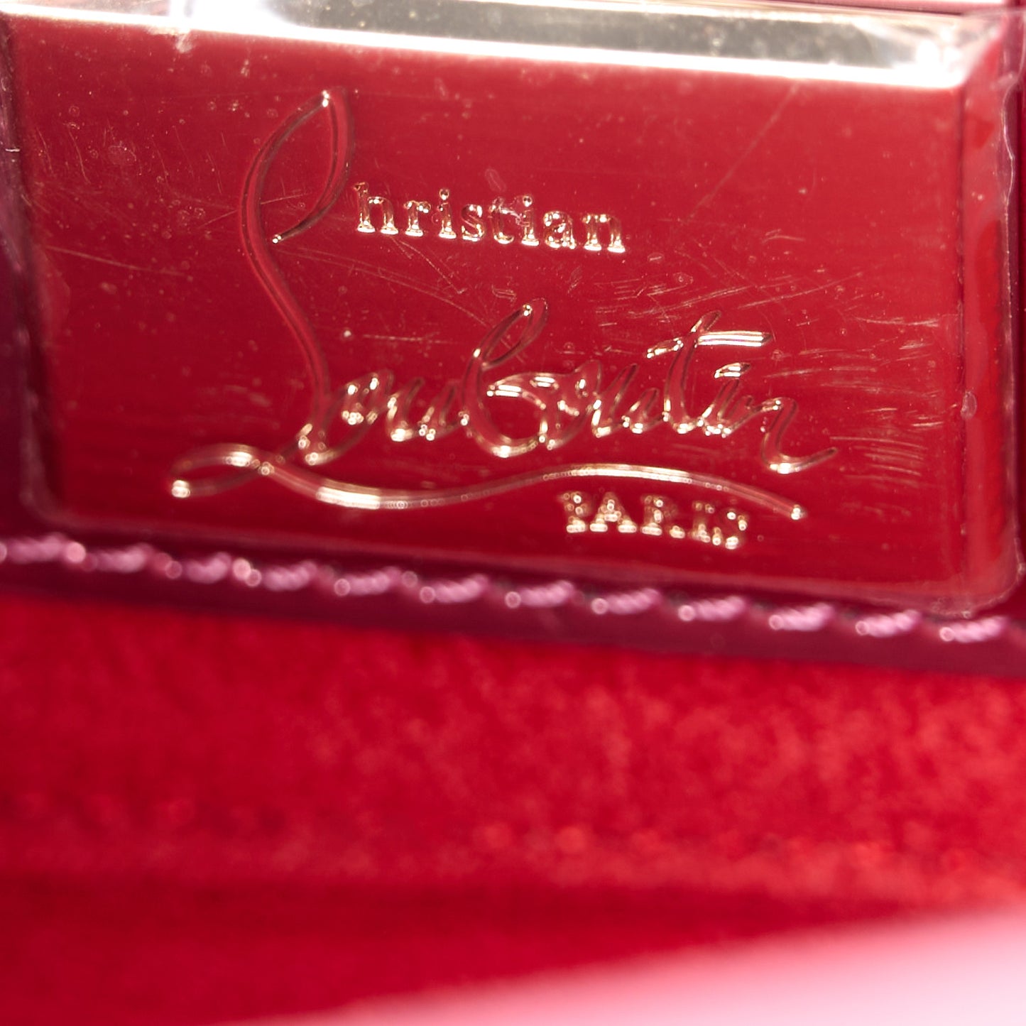 Specchio Patent Embossed Spikes Sweety Charity NV Crossbody Bag Cassis