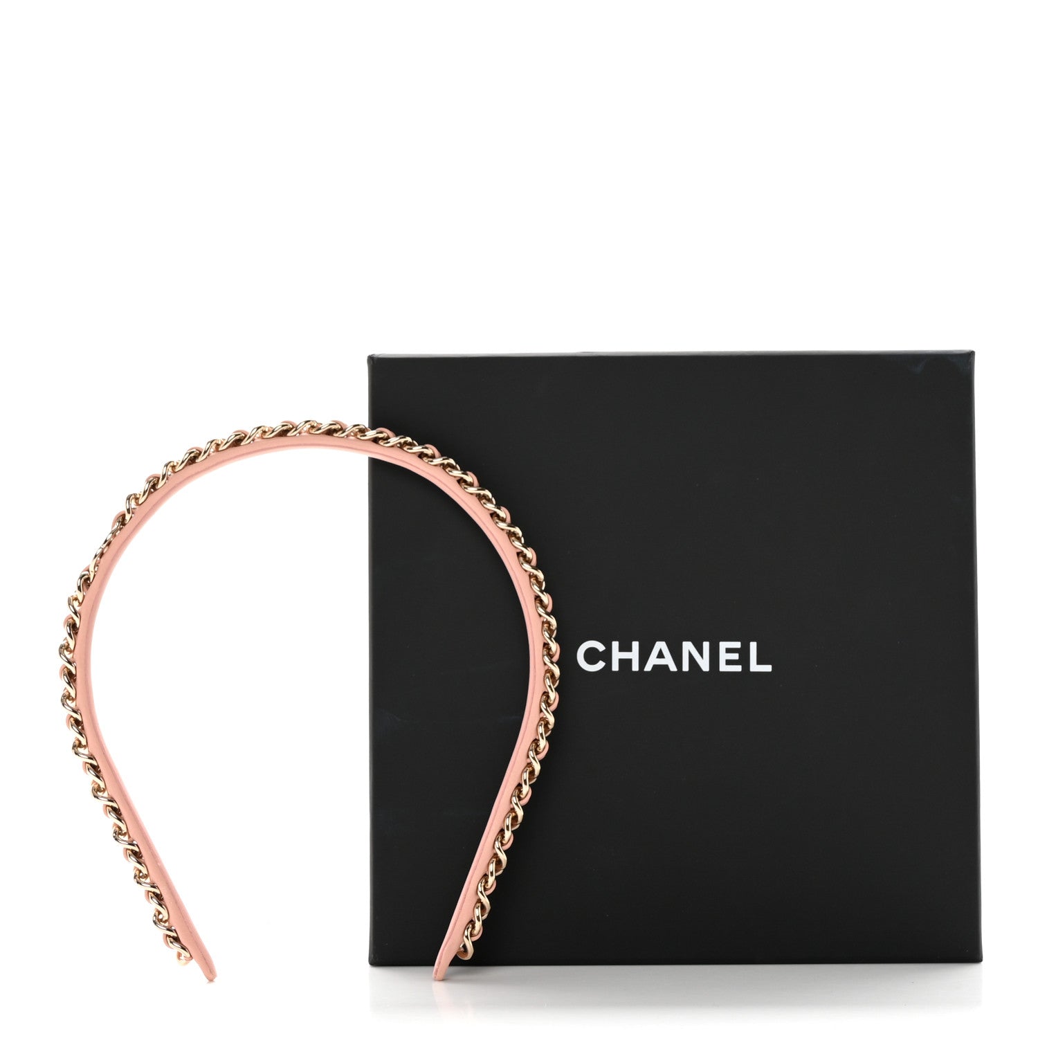 Chanel Metal Lambskin CC Turnlock Chain Headband Gold Pink 8 of 8
