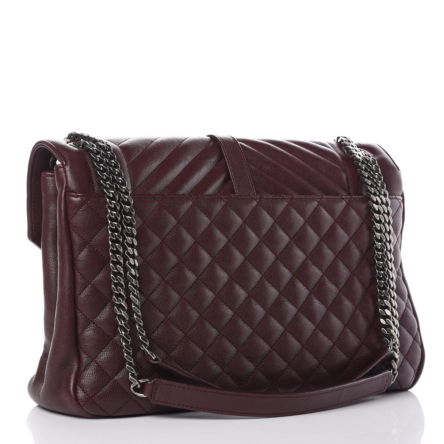 Calfskin Mixed Matelasse Triquilt Large Monogram Envelope Satchel Bordeaux