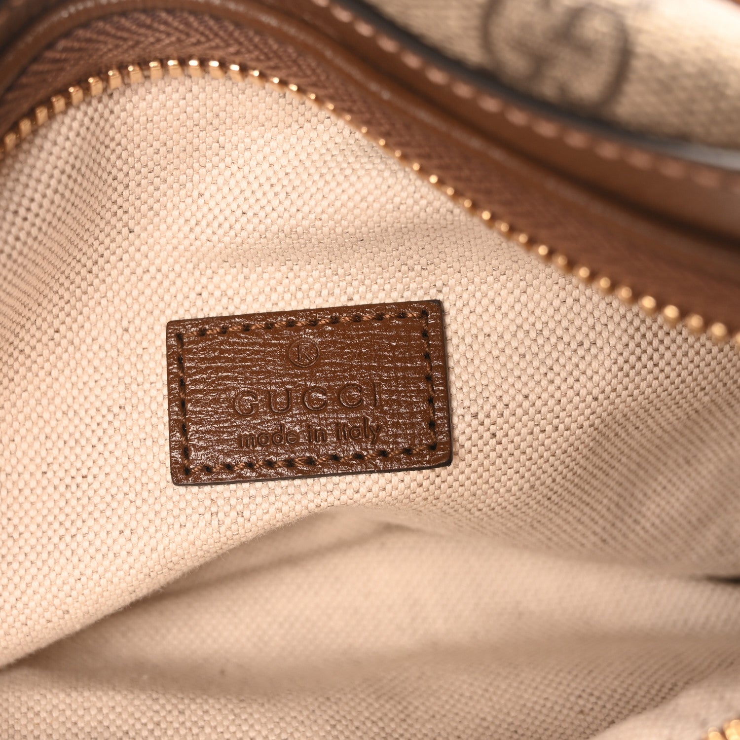 Gucci GG Supreme Monogram Textured Calfskin Retro Interlocking G Belt Bag Beige Ebony Brown Sugar 6 of 10