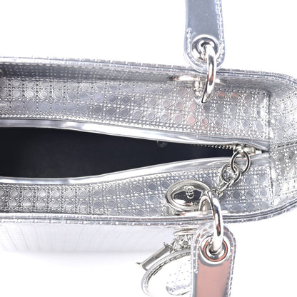 Christian Dior Metallic Patent Micro-Cannage Medium Lady Dior Silver 4 of 4