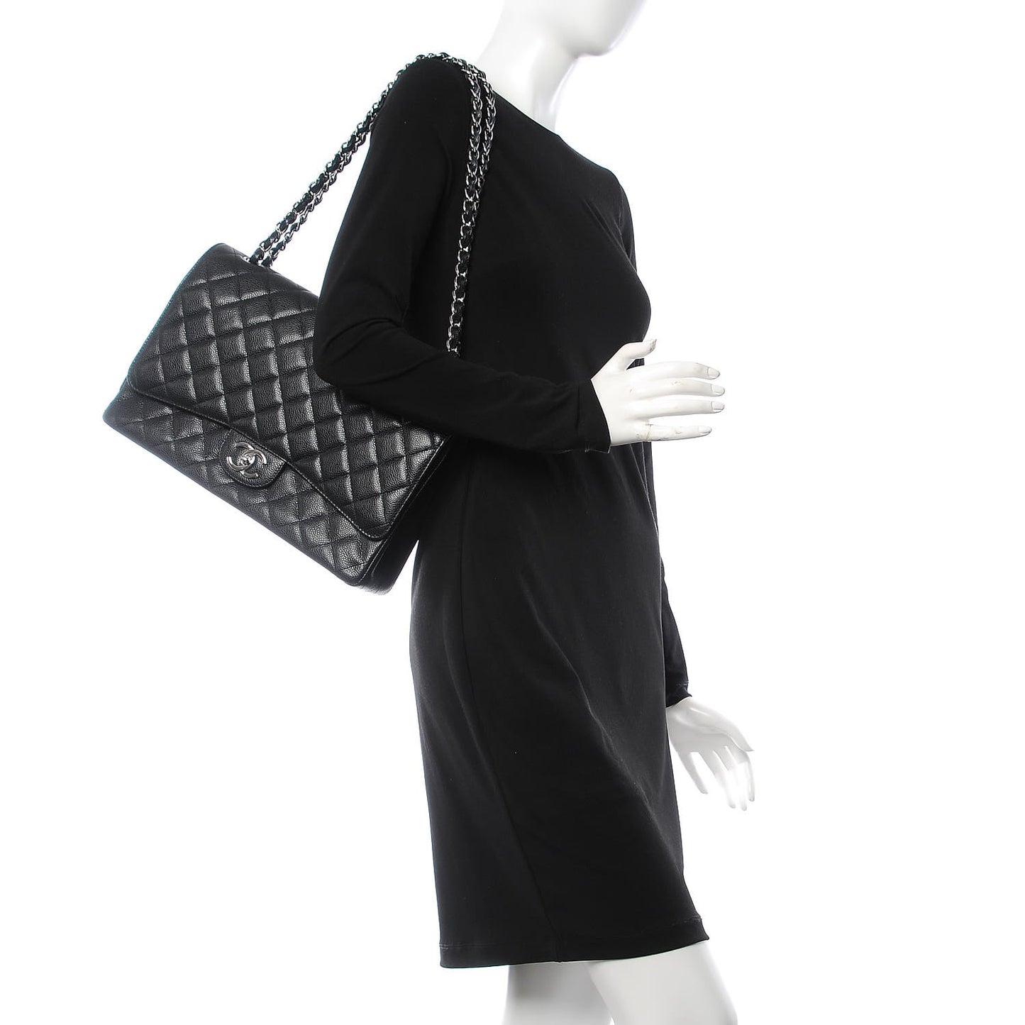 Caviar Quilted Maxi Double Flap Black