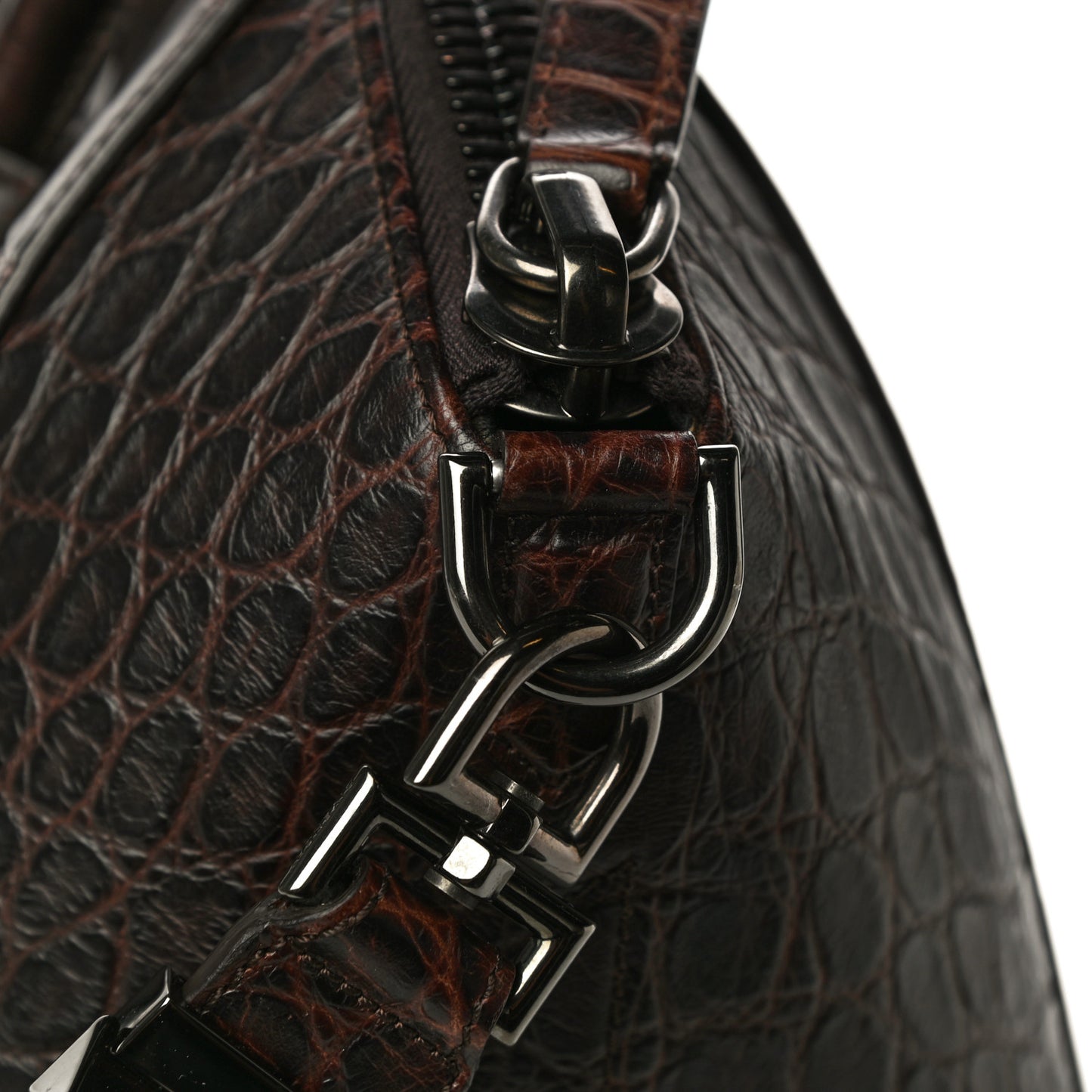 Calfskin Crocodile Embossed 3D Stud Medium Antigona Brown