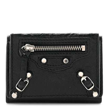 Balenciaga Agneau Arena Classic Silver Hardware Mini Wallet Black 1 of 10