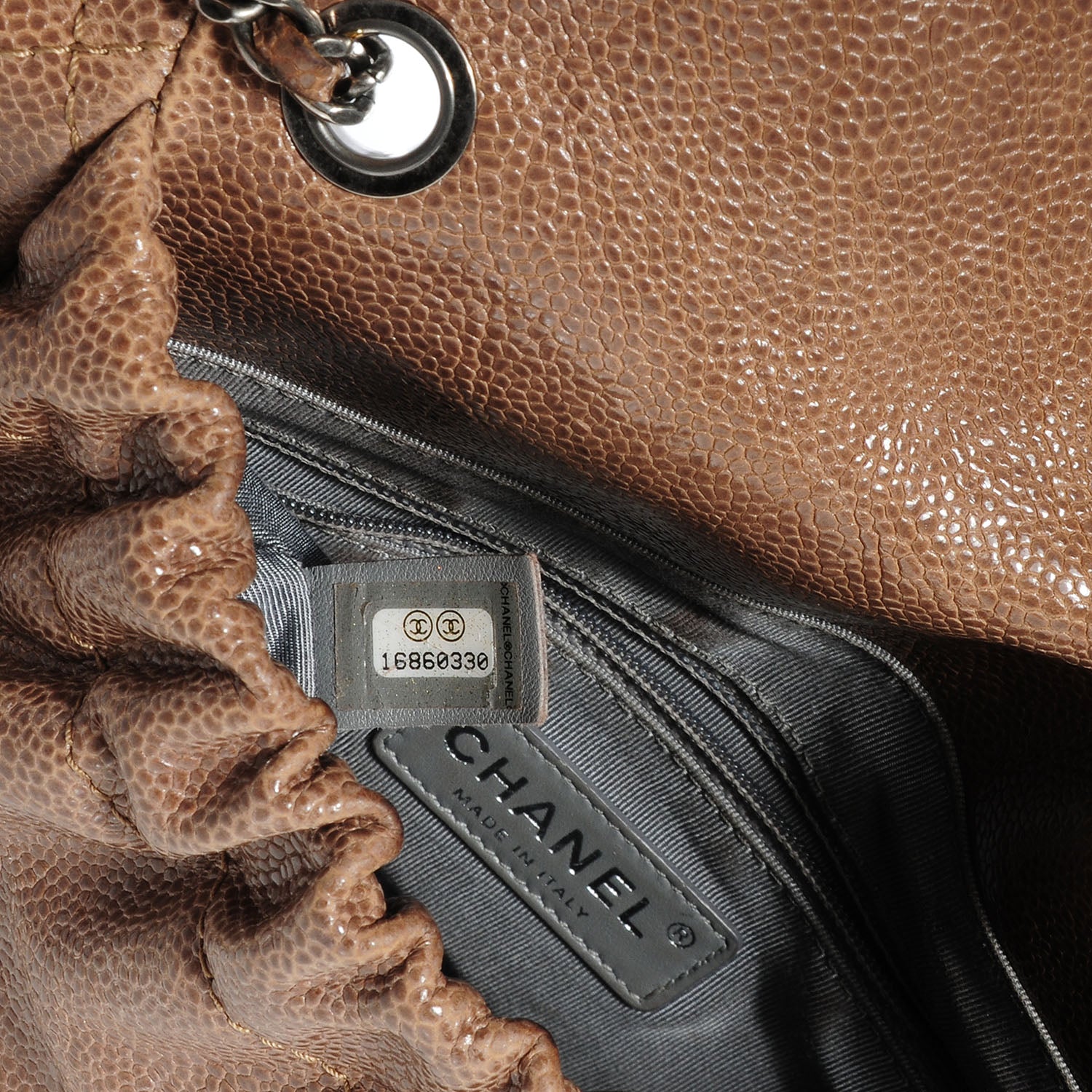 Chanel Caviar Quilted Medium Elastic Flap Brown 7 of 8