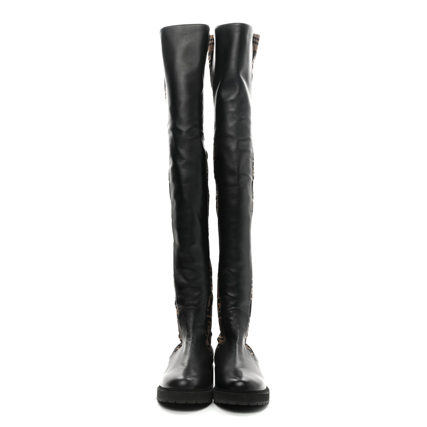 Nappa Microfiber Fabric FF Rockoko Thigh High Boots 40 Black Tobacco