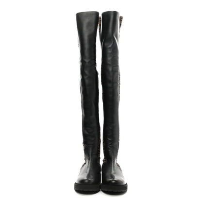 Fendi Nappa Microfiber Fabric FF Rockoko Thigh High Boots 40 Black Tobacco 2 of 7