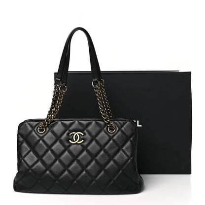 Chanel Calfskin Quilted Small CC Crown Tote Black 13 of 13
