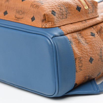 MCM Visetos Mini Stark Backpack Cognac Slate Blue 7 of 10