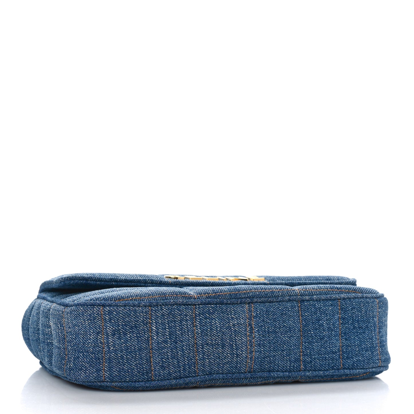 Denim Matelasse Chain Shoulder Bag Blue