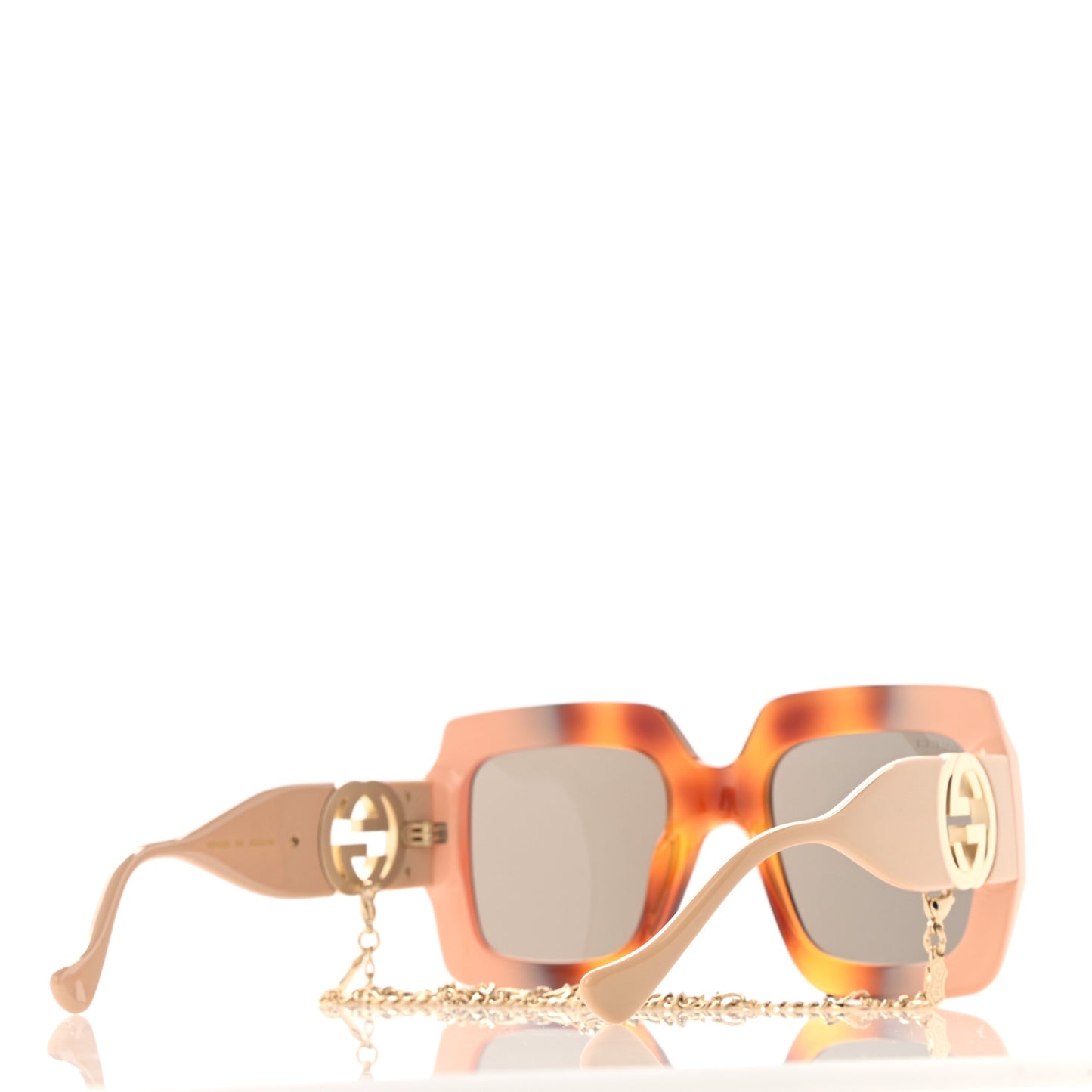 Acetate Square Frame Chain Sunglasses GG1022S Brown