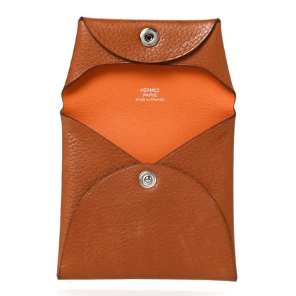 Hermes Barenia Faubourg Bastia Verso Coin Purse Fauve Abricot 4 of 8