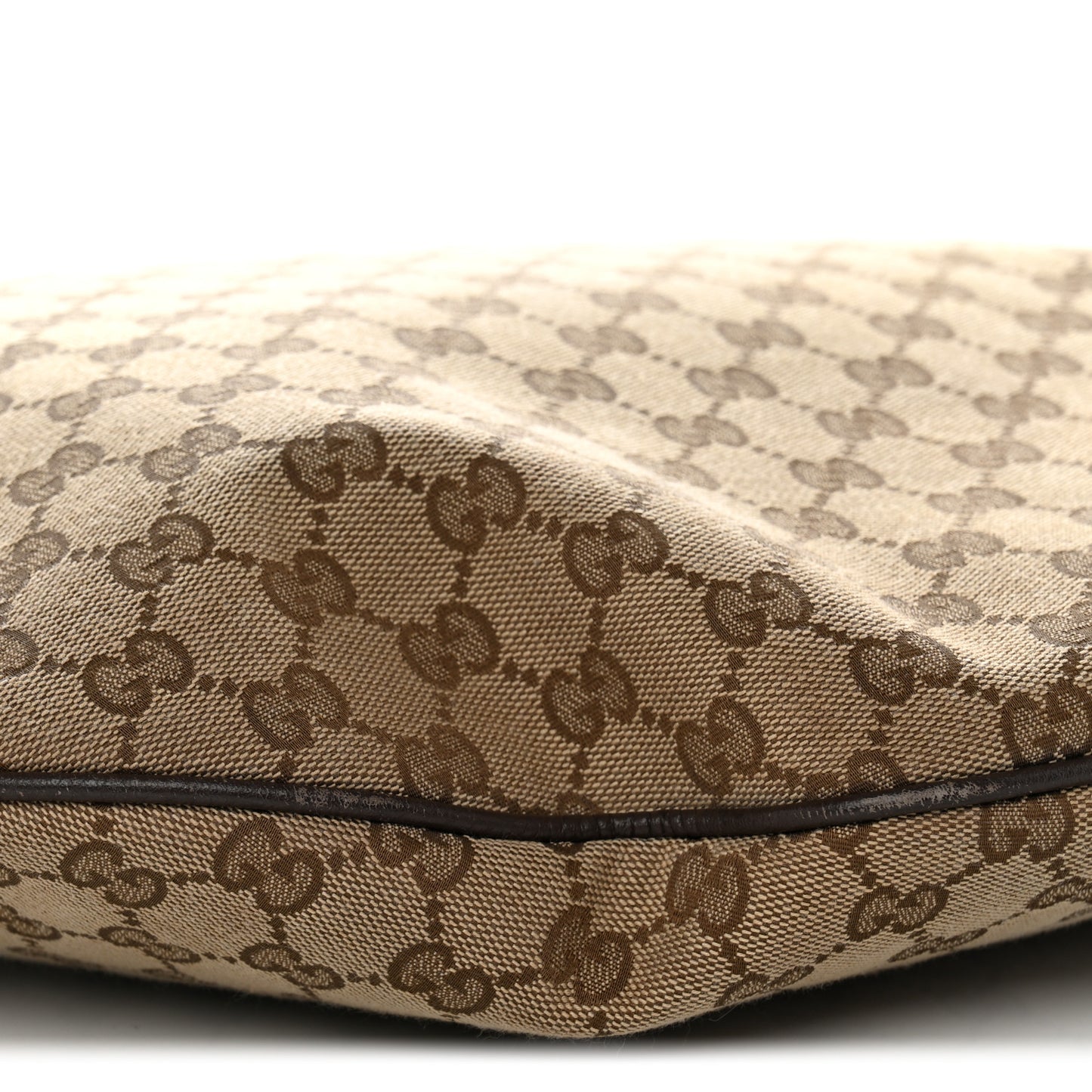 Monogram Calfskin Web Large Shoulder Bag Beige Brown