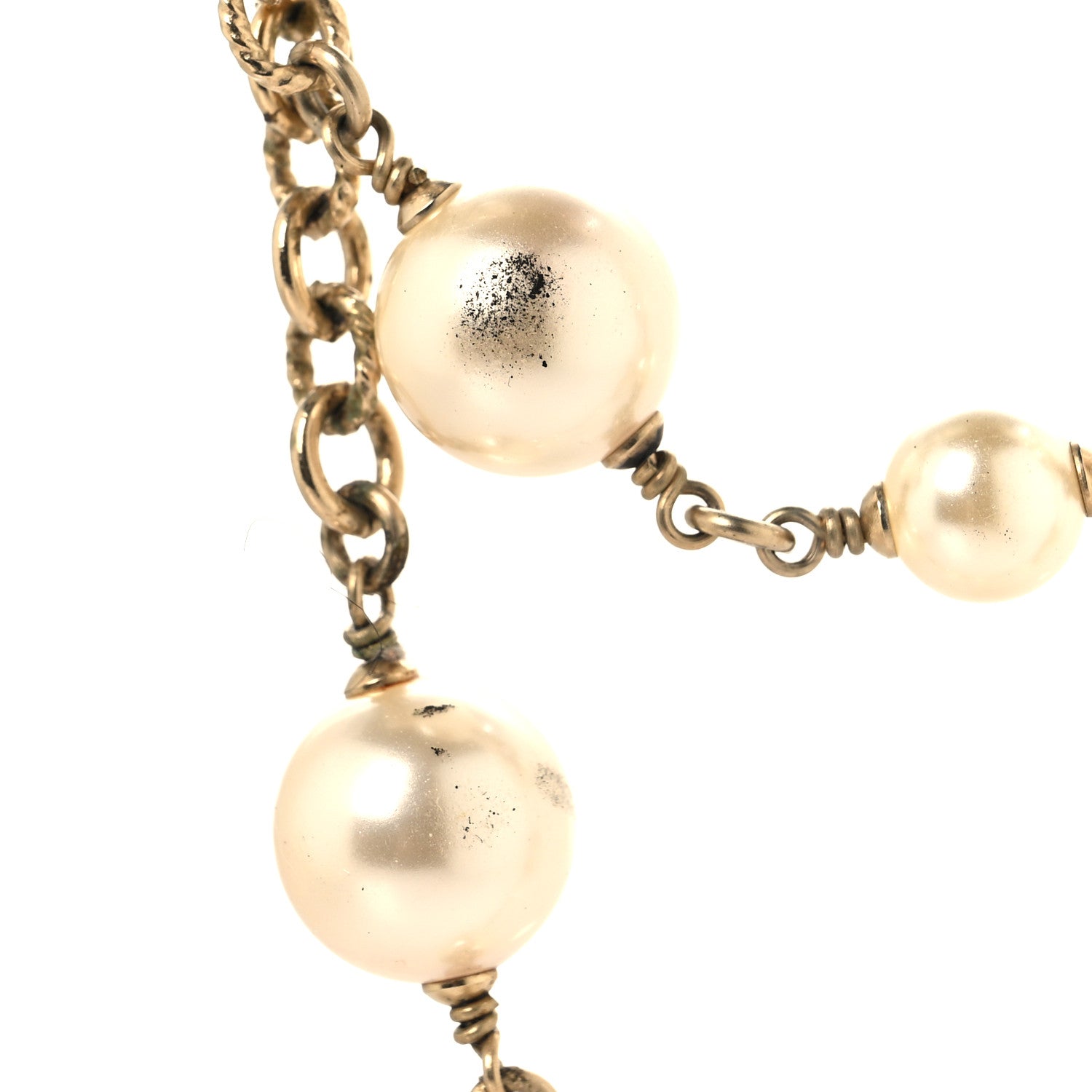 Chanel Graduated Pearl Crystal Twisted CC Long Necklace Gold 6 of 7
