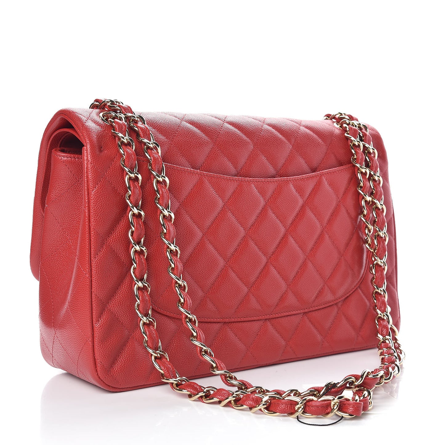 Caviar Quilted Jumbo Double Flap Red