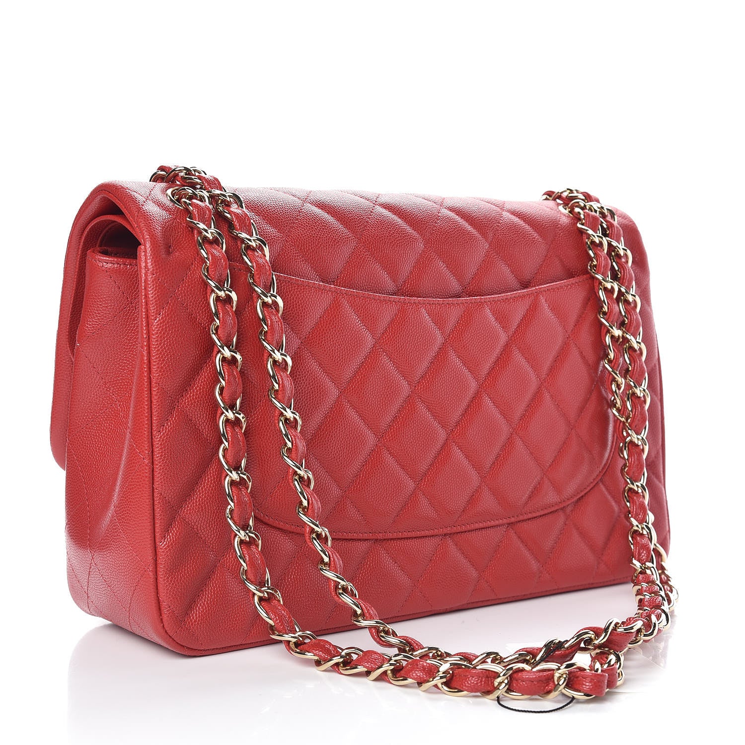 Chanel Caviar Quilted Jumbo Double Flap Red 3 of 11